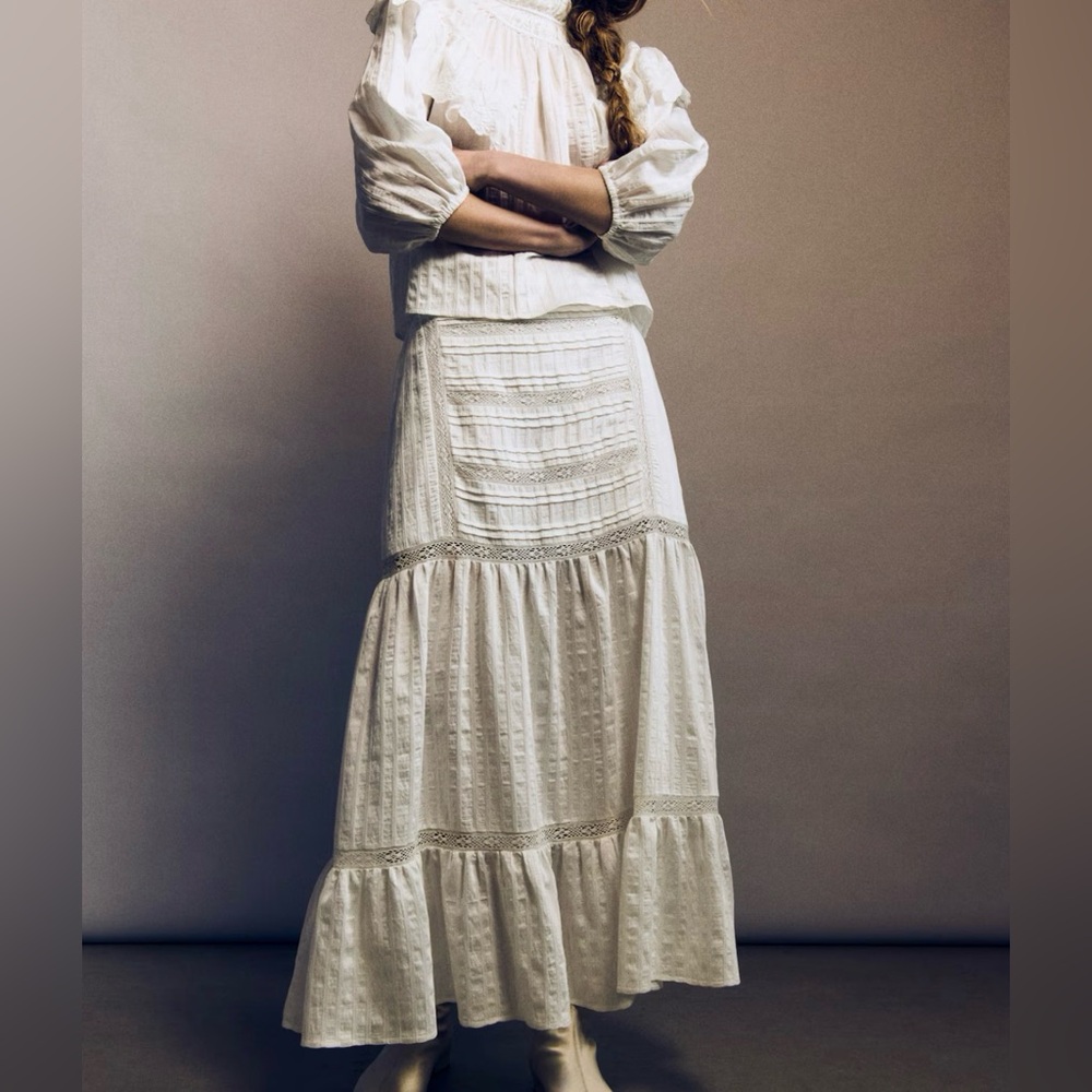 H&M lace inset maxi skirt